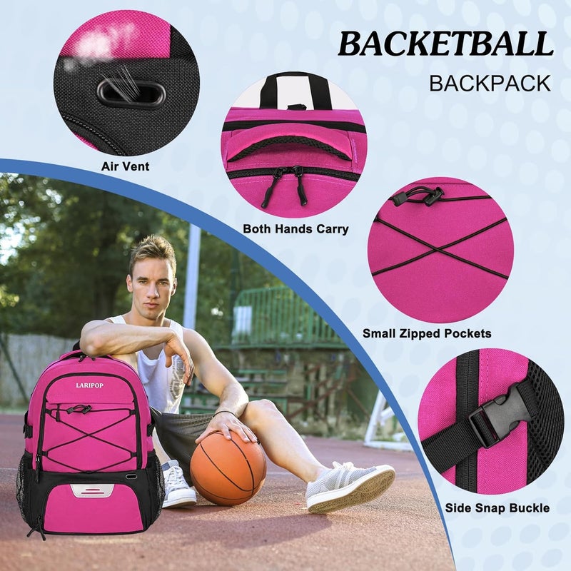 LARIPOP Basketball Backpack, Large Sports Bag with Ball Holder & Shoes Compartment, Basketball Bag for Soccer,Volleyball, - Image 4